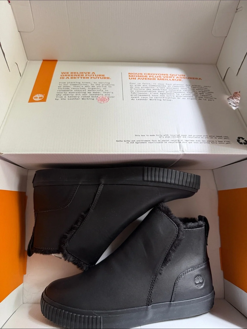 Timberland Women’s Black Fleece-Lined Slip-On Ankle Boots